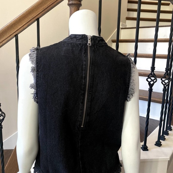 🎯FINAL SALE🎯 GAP 1969 Mock Neck Crop Top in Washed Black - N0420-5 - Picture 5 of 9